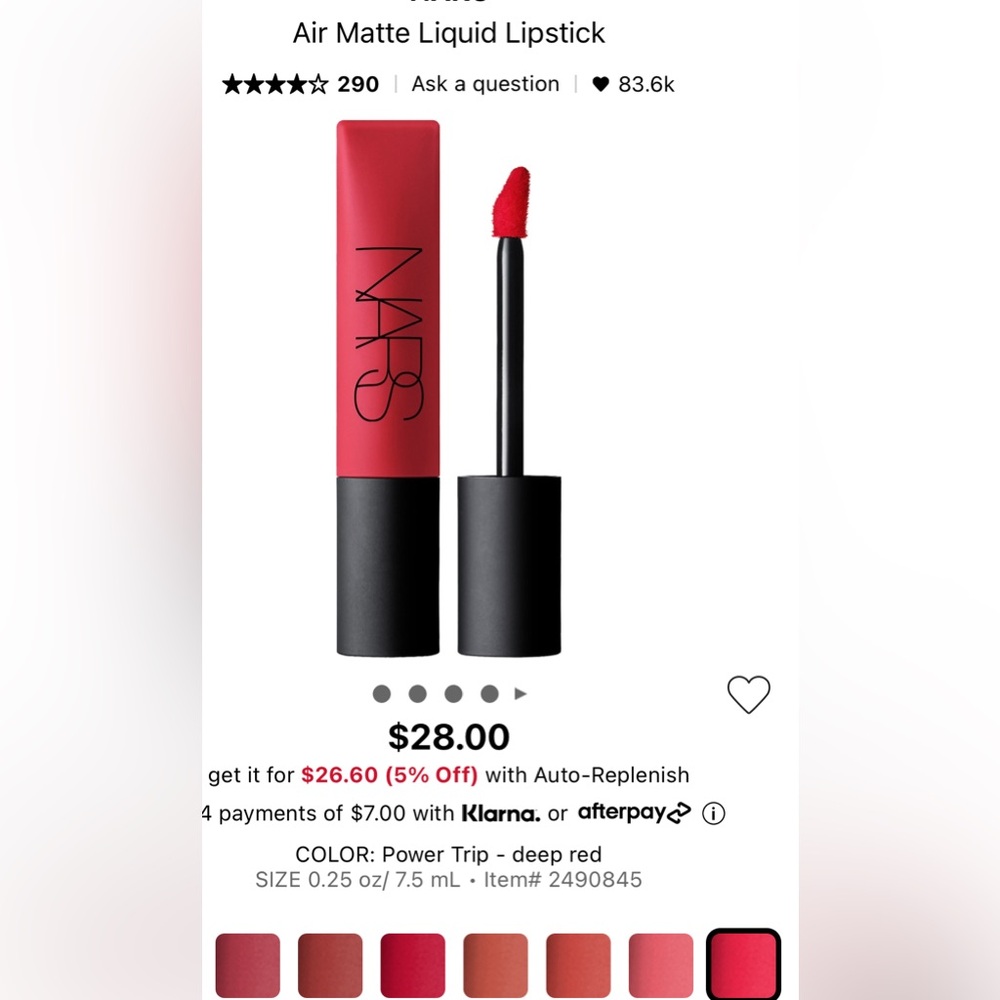 NWT Nars Air Matte Lip color- power trip
